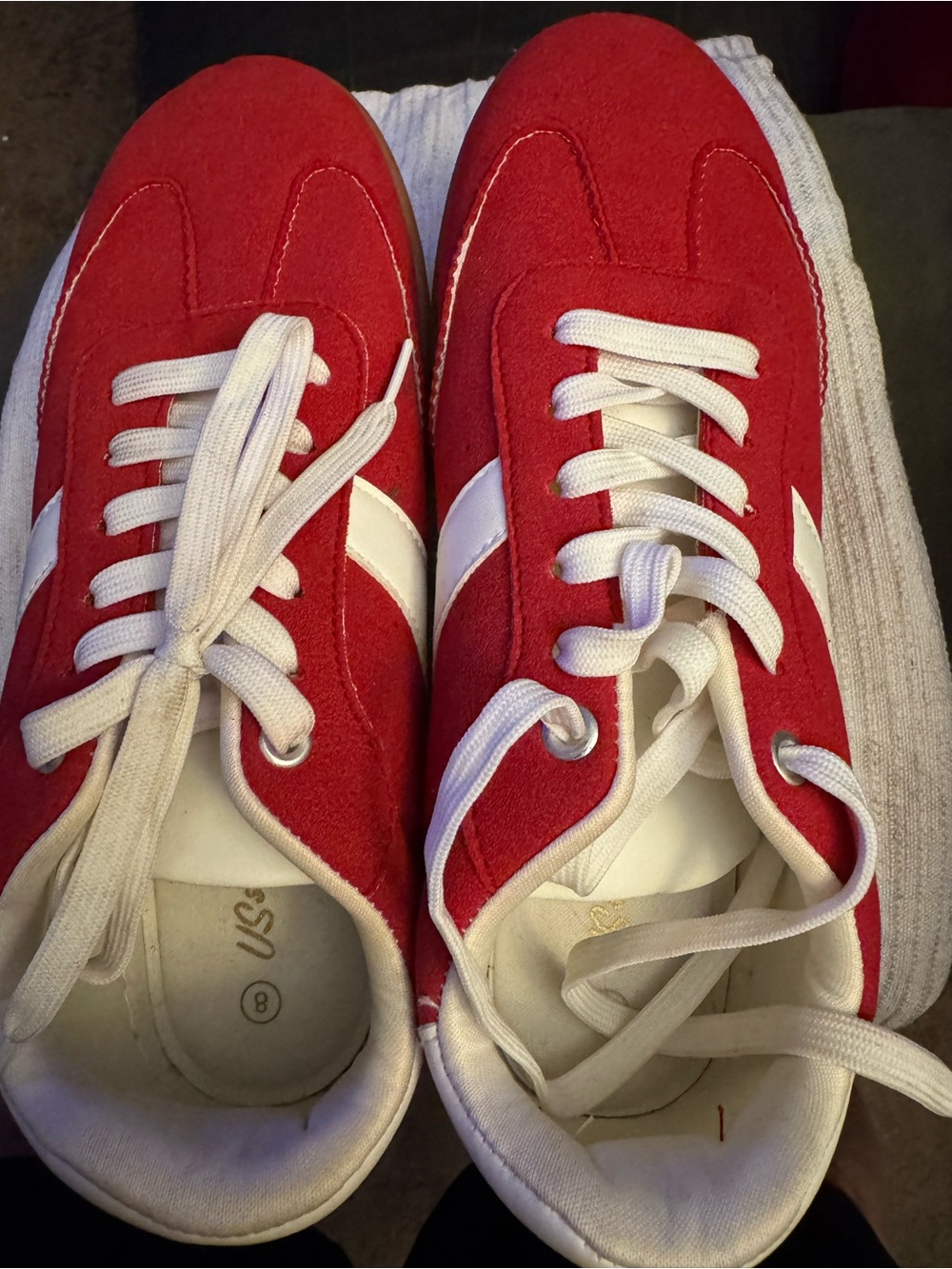 Women’s Red Lace-Up Sneakers - Comfortable Everyday Shoes